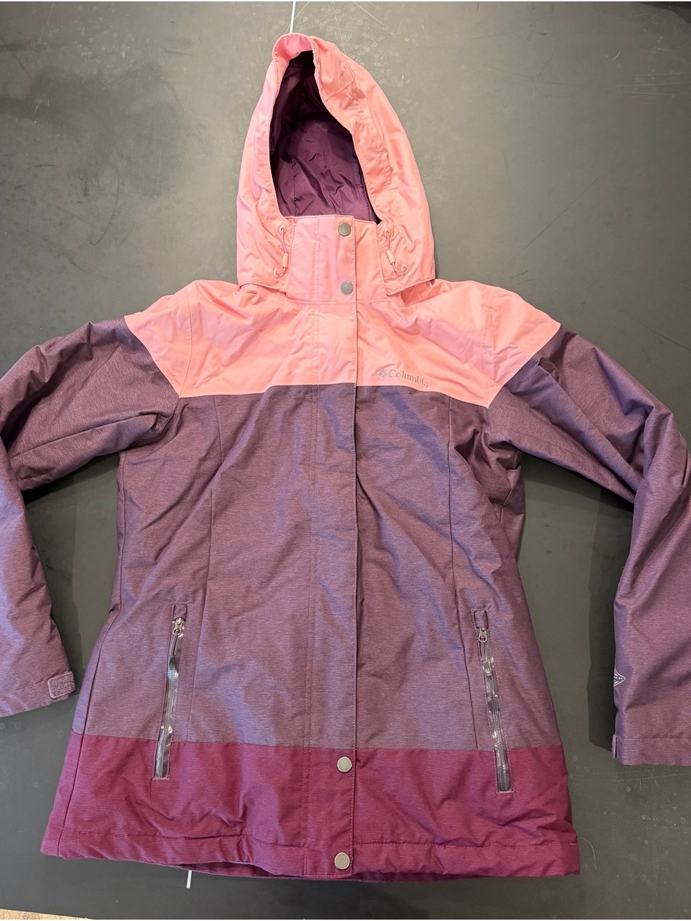 Columbia Omni-Heat Ski Jacket Women Medium Pink Purple Hooded Winter Coat Travel